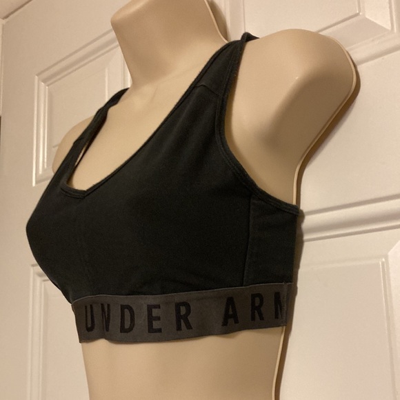 UNDER ARMOUR Racer Back Black Gray Trim Sports Exercise Running Bra Womens Small - Picture 3 of 13